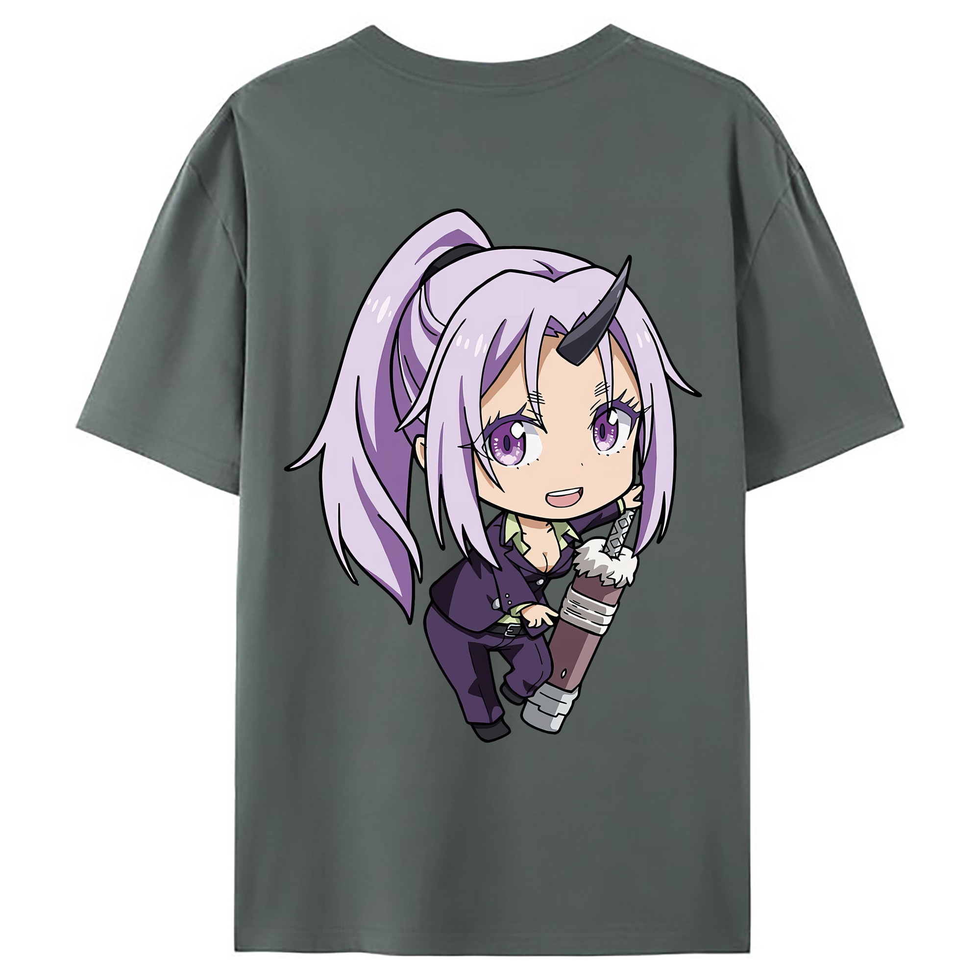 （画像用） 転スラ Regarding Reincarnated to Slime 綿100％ メンズ半袖Tシャツ（バックプリント） 通気性